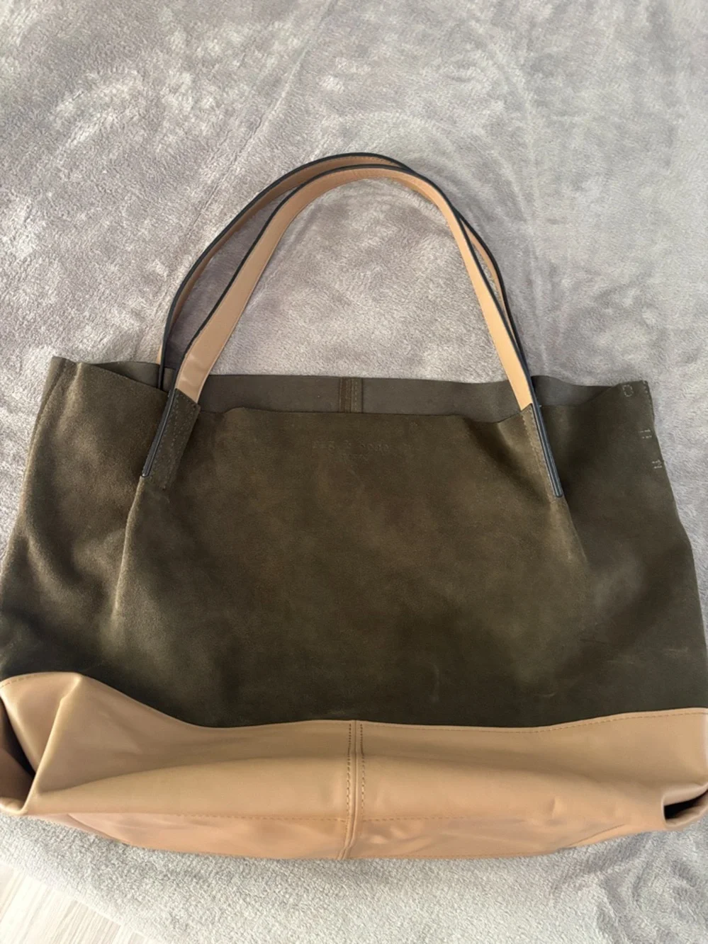 Rag & Bone Passenger Oversized Olive Green‎ and Taupe Suede Large Shoulder Bag